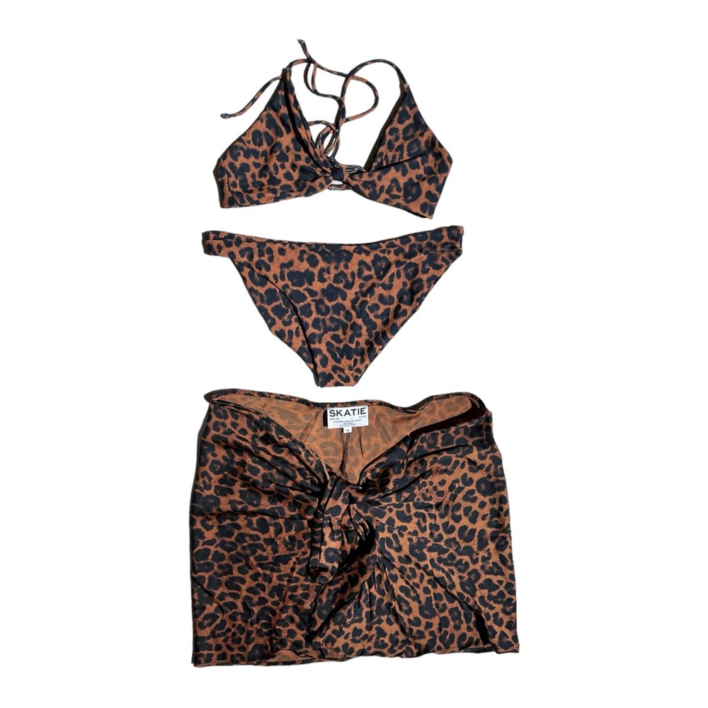 SKATIE Leopard Print Bikini Set w/ Skirt size Medium